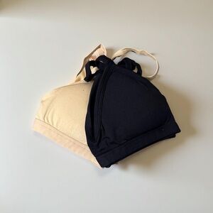 Black and Beige Triangle Bralette Set